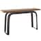 55" Black Metal Layered Arch Living Room Console Table with Brown Tabletop